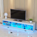 Estante de vidrio Soporte para TV Sala de estar de madera con LED